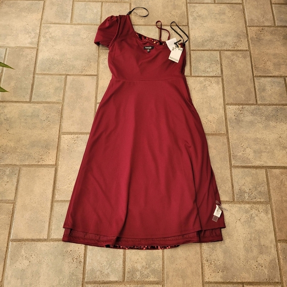 NWT KENSIE Burgundy Velvet Midi Dress sz 6 - Picture 11 of 16